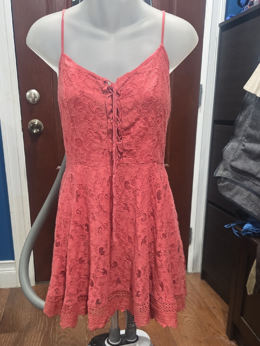 Prince & Fox Babydoll Textured Lace Mini Dress, Pink, Medium